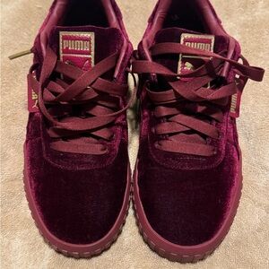 Puma Maroon Velvet Sneakers